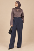 Pantalon large tailleur – Bleu marine&nbsp;