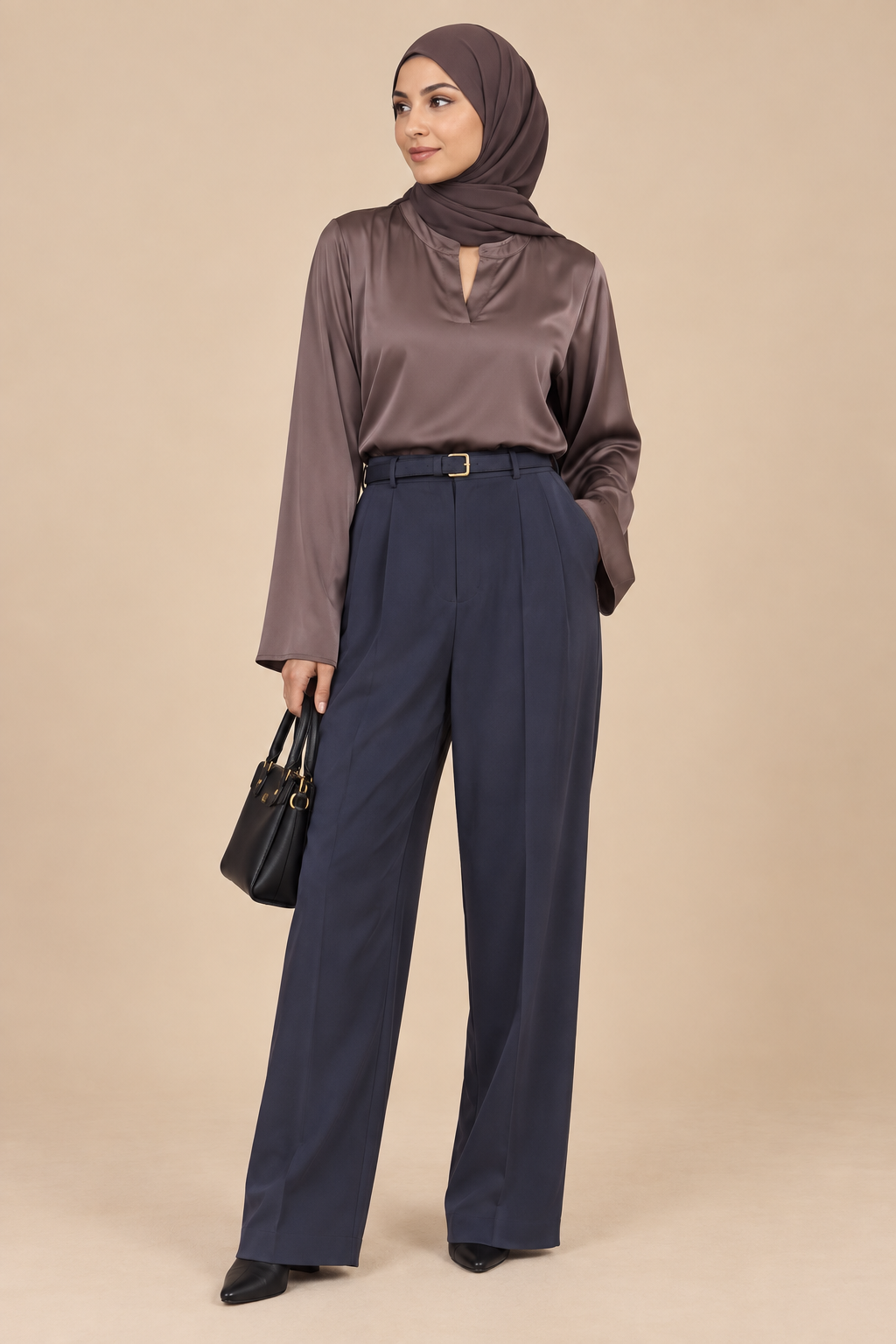 Pantalon large tailleur – Bleu marine&nbsp;