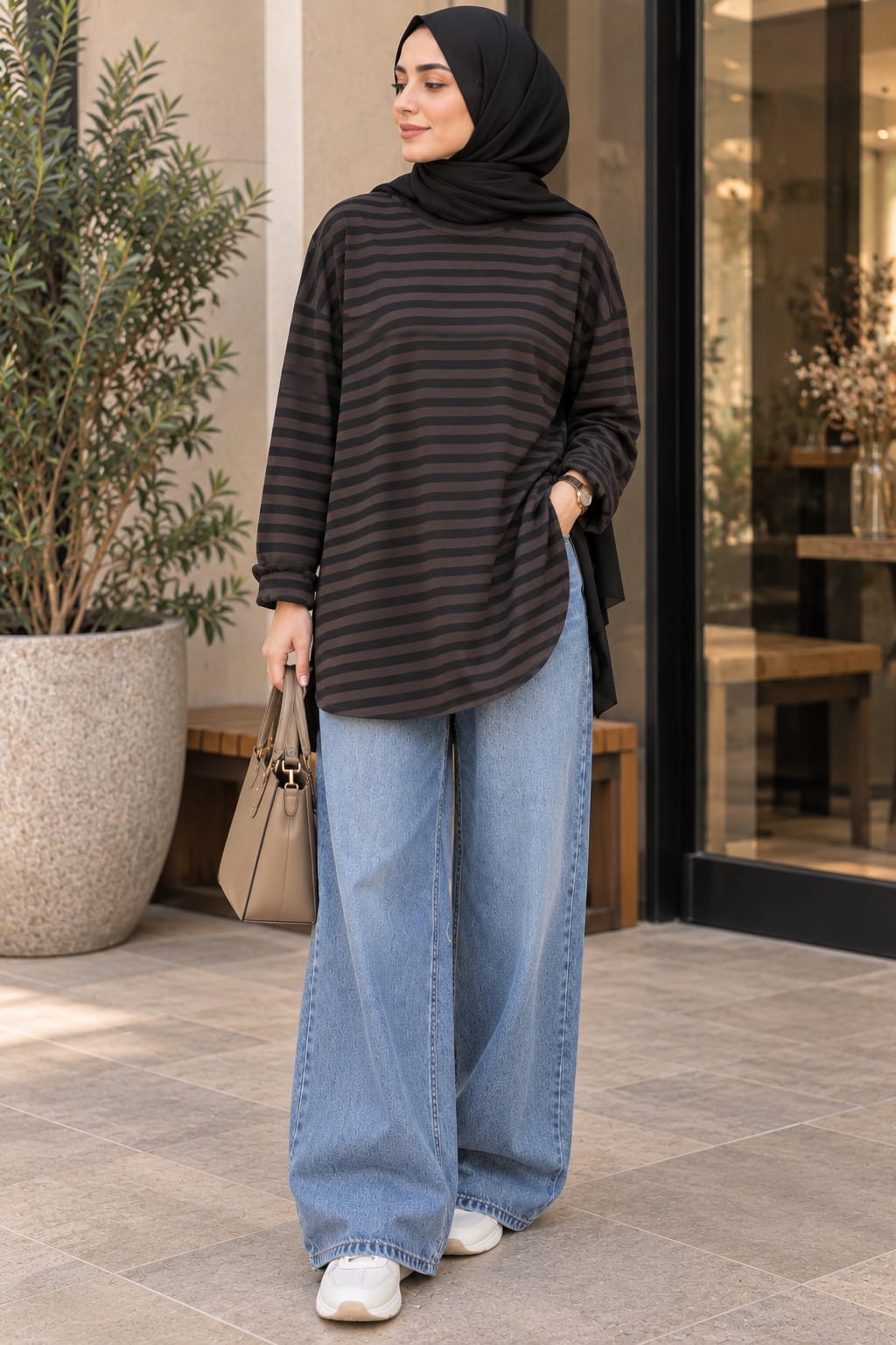 T-shirt oversize rayé – Casual chic