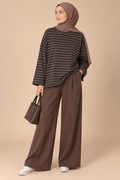 Pantalon large en coton – Vieux rose marron