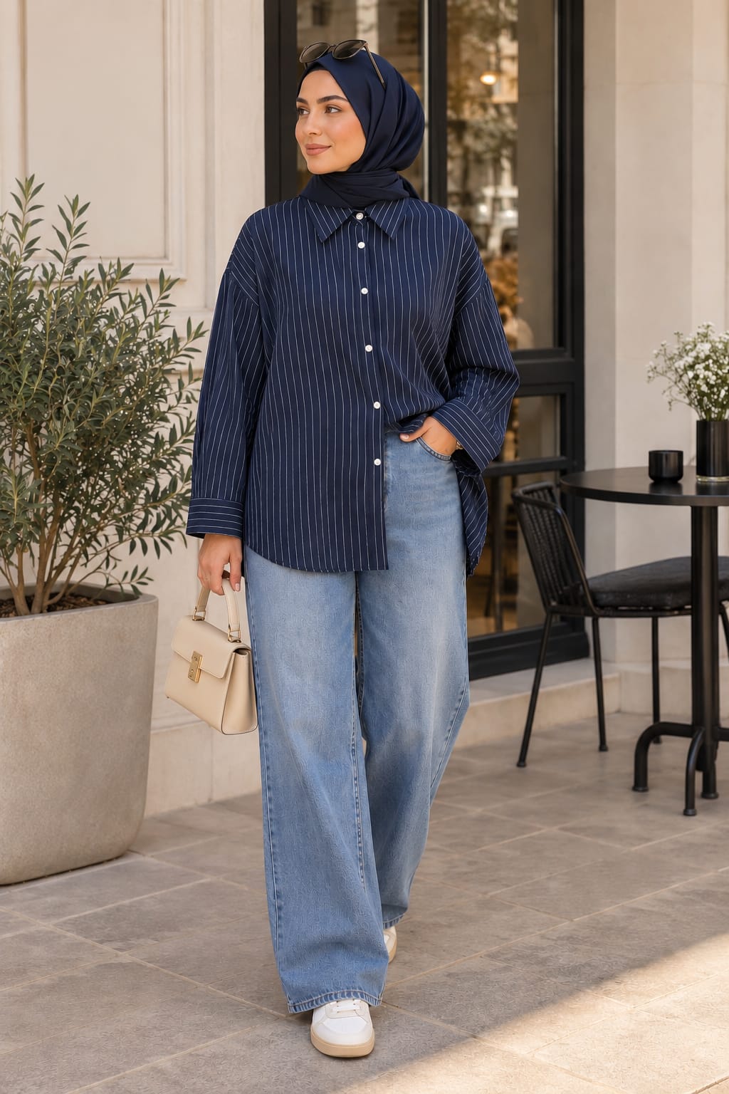 Chemise rayée bleu marine