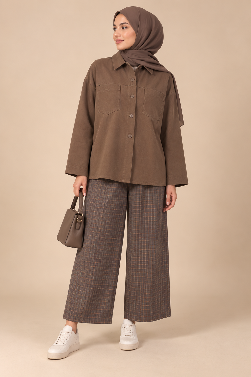 Surchemise utilitaire – Marron & Écru