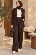 Pantalon tailleur fluide marron