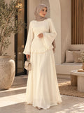 Robe fluide à volants écru
