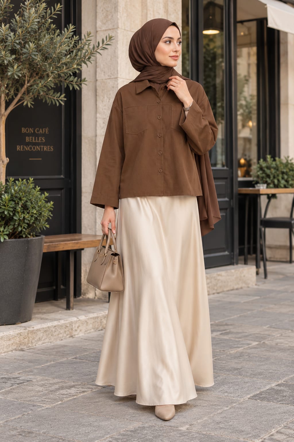Surchemise utilitaire – Marron & Écru