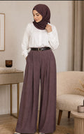 Pantalon large en coton – Vieux rose marron