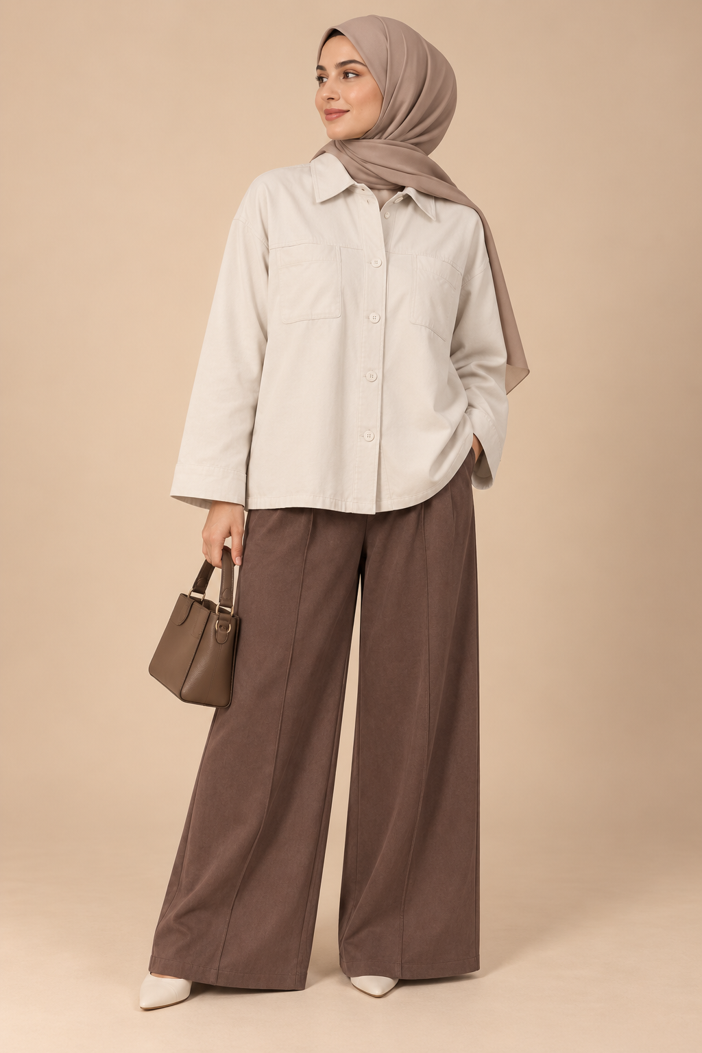 Surchemise utilitaire – Marron & Écru