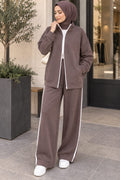 Ensemble jogging marron & blanc
