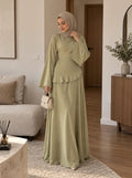 Robe fluide à volants vert