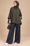 Veste fluide col montant – Kaki