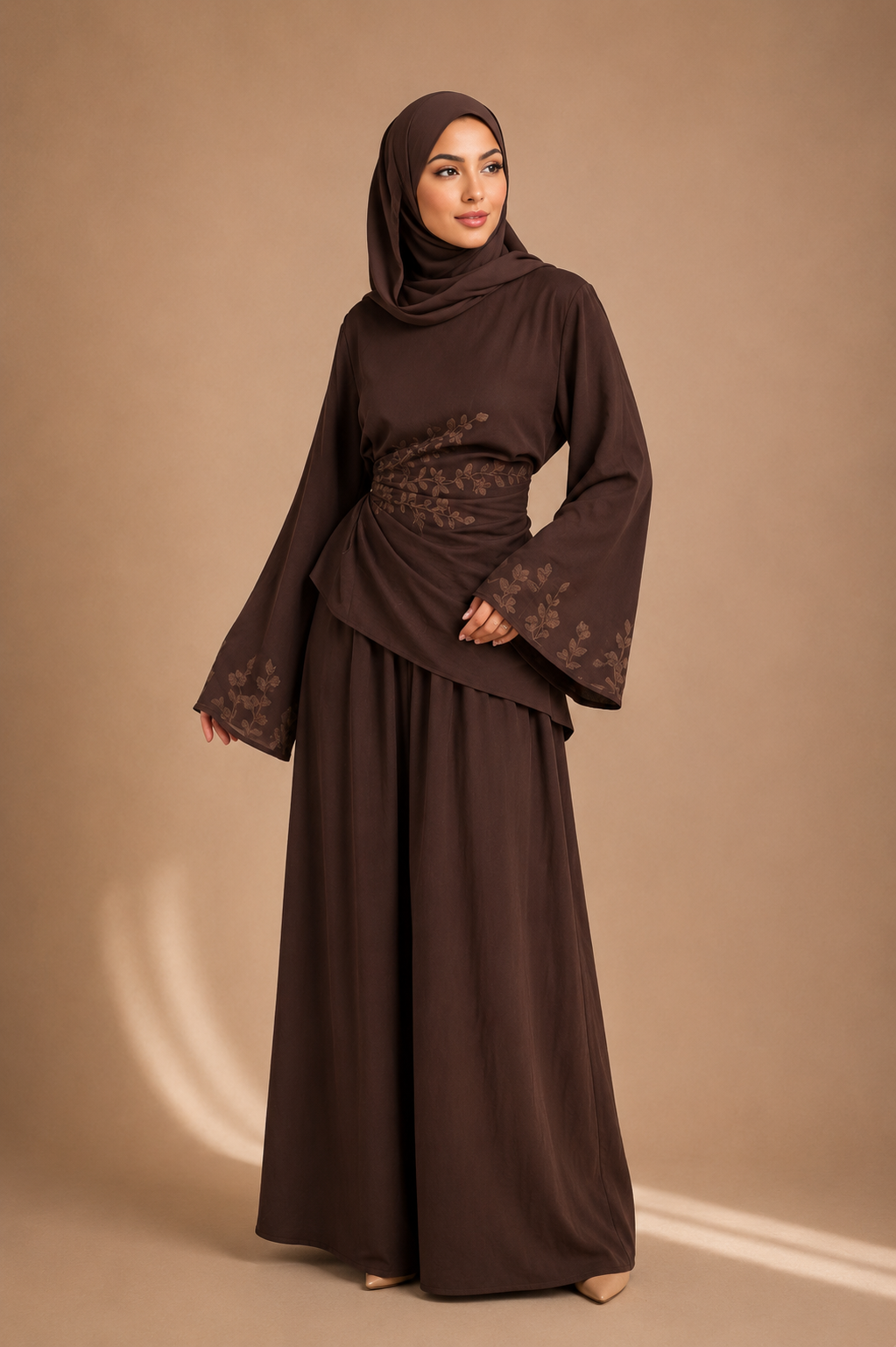 Ensemble Jupe et Haut Kawtar marron