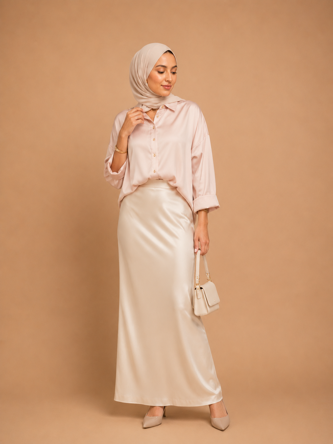 Chemise Tunique Sophia satinée rose