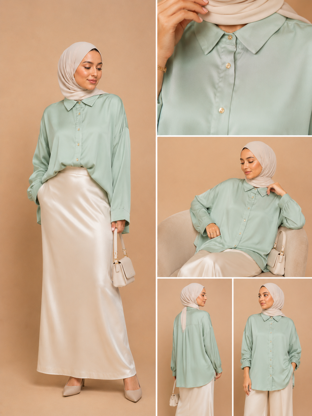 Chemise Tunique Sophia satinée vert