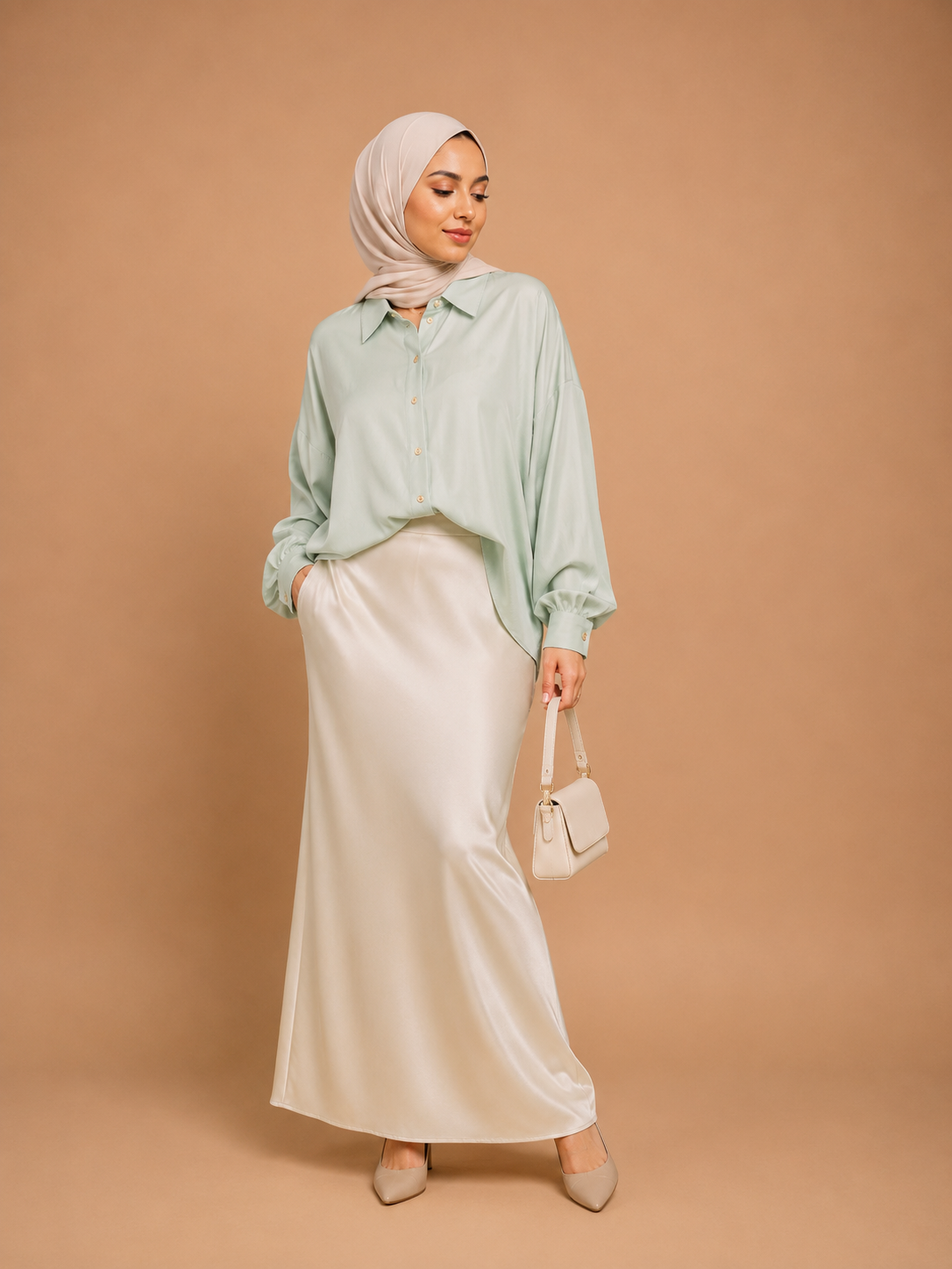 Chemise Tunique Sophia satinée vert