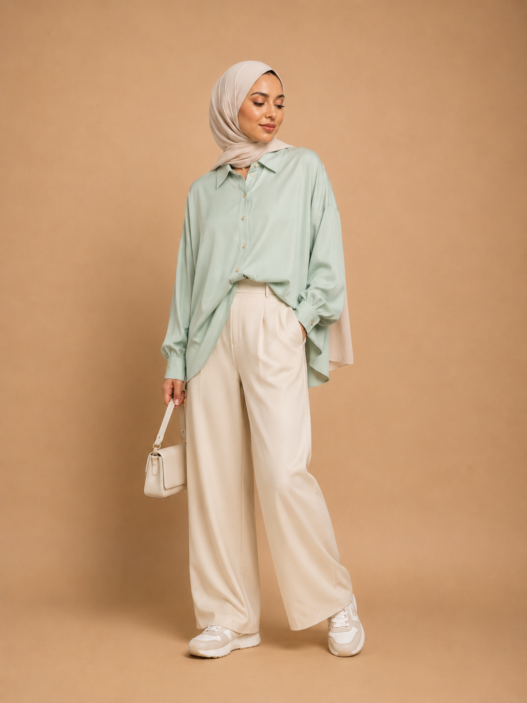 Chemise Tunique Sophia satinée vert