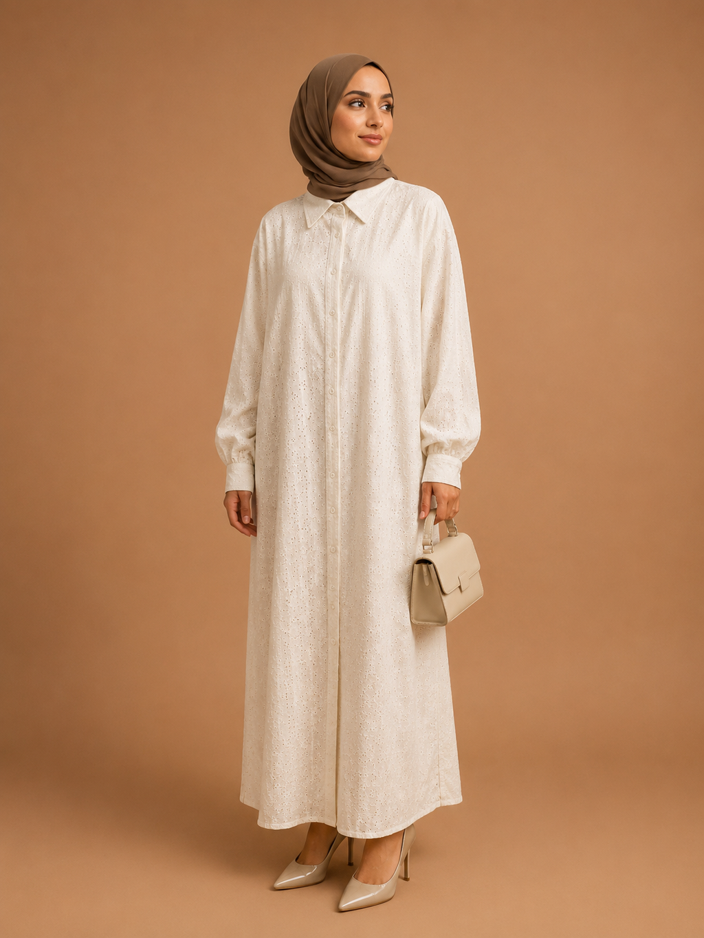 Robe kimono Jamila en lin et coton blanc