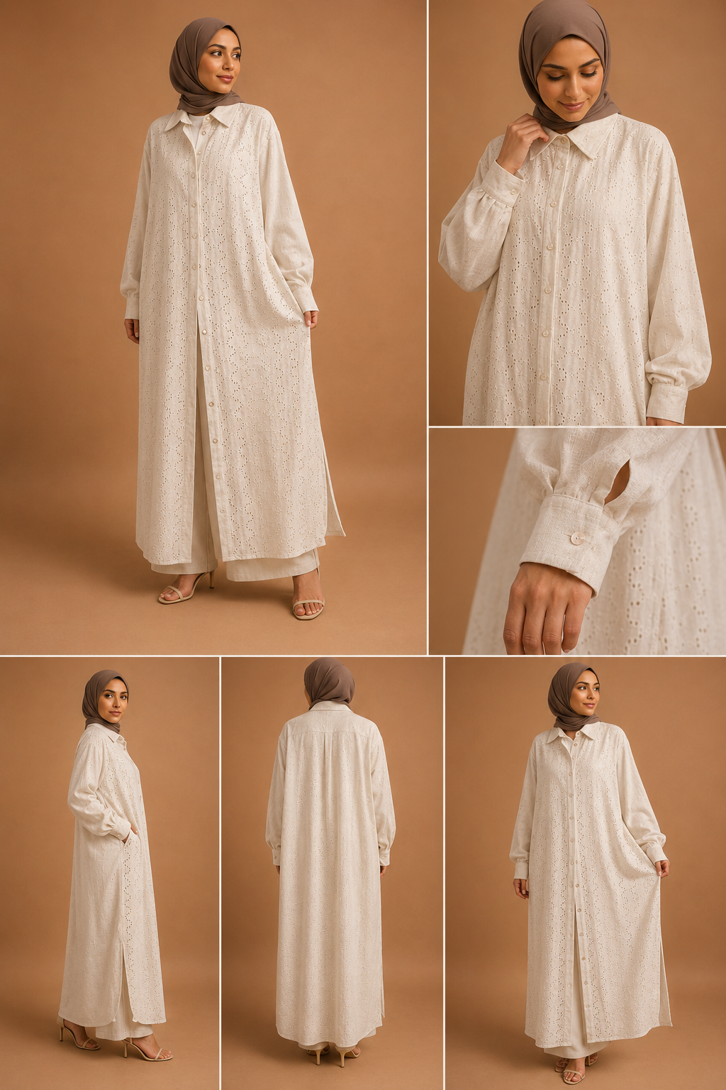 Robe kimono Jamila en lin et coton blanc