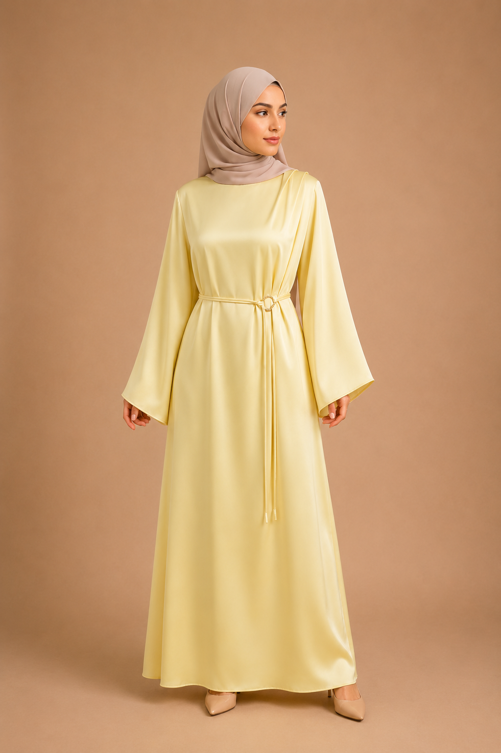 Robe satinée jaune Joumeira