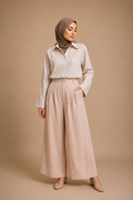 Pantalon coton lin rose