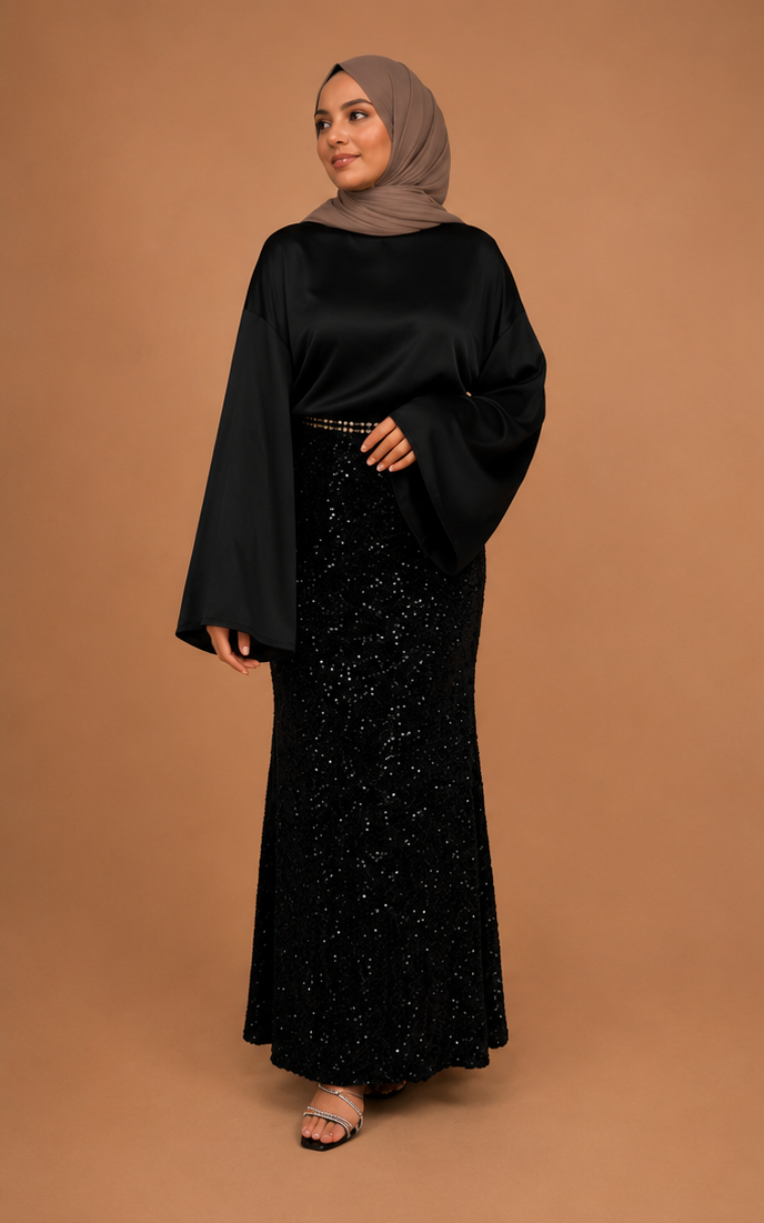 Black Sequin Eclat Skirt