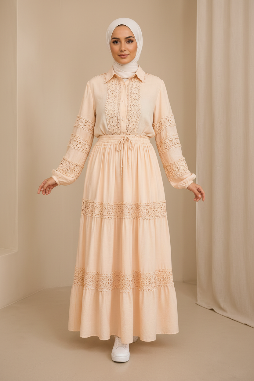 Ensemble chemise et jupe Amana Corail