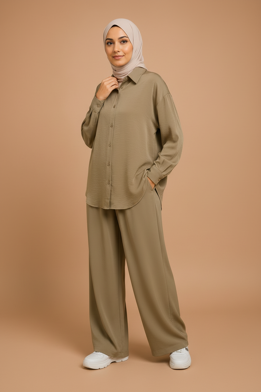 Ensemble Amal beige olive