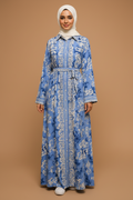 Robe longue Jasmine Bleue et Blanche