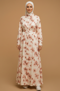 Robe longue  Nora rose à fleurs
