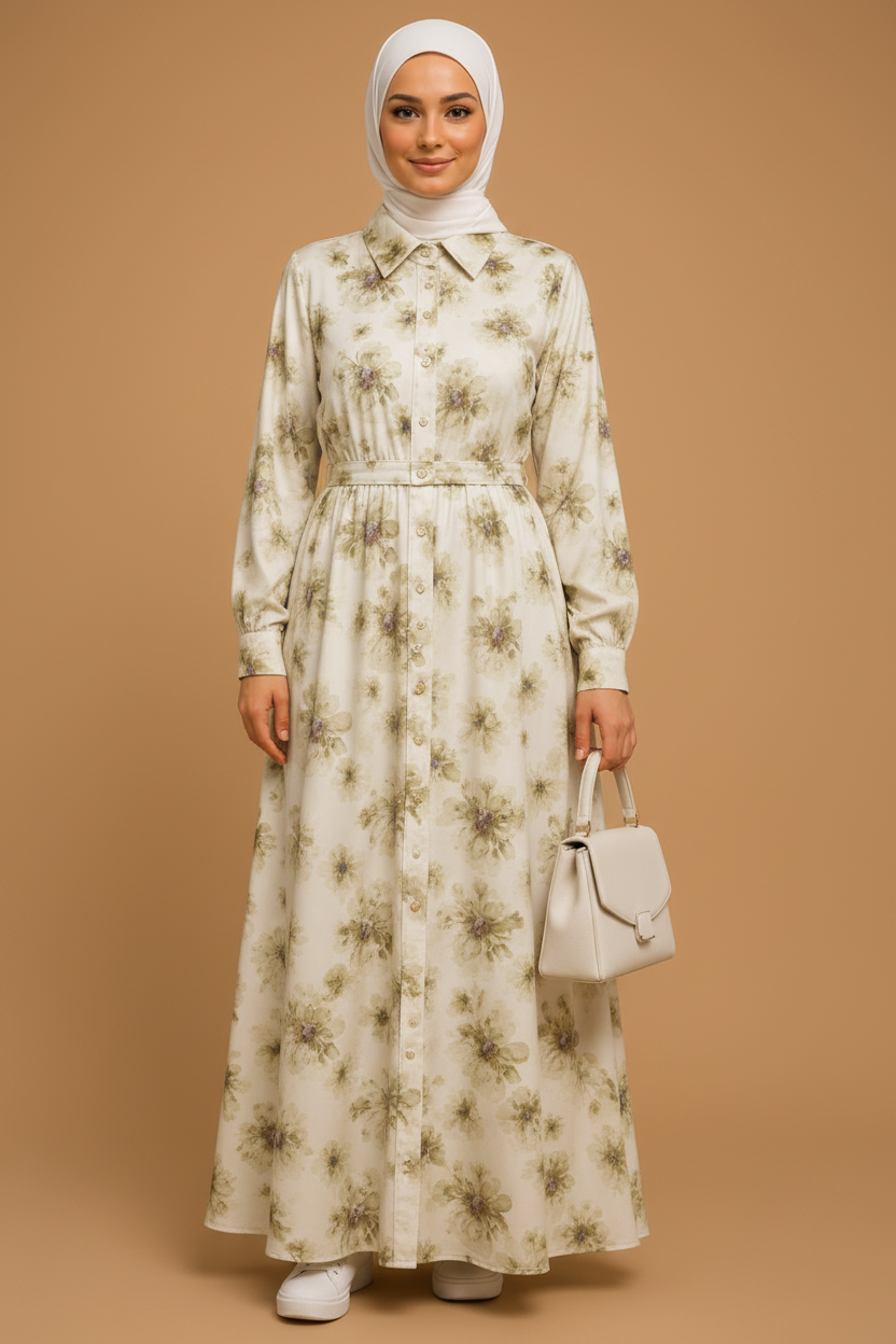 Robe Nora verte à fleurs