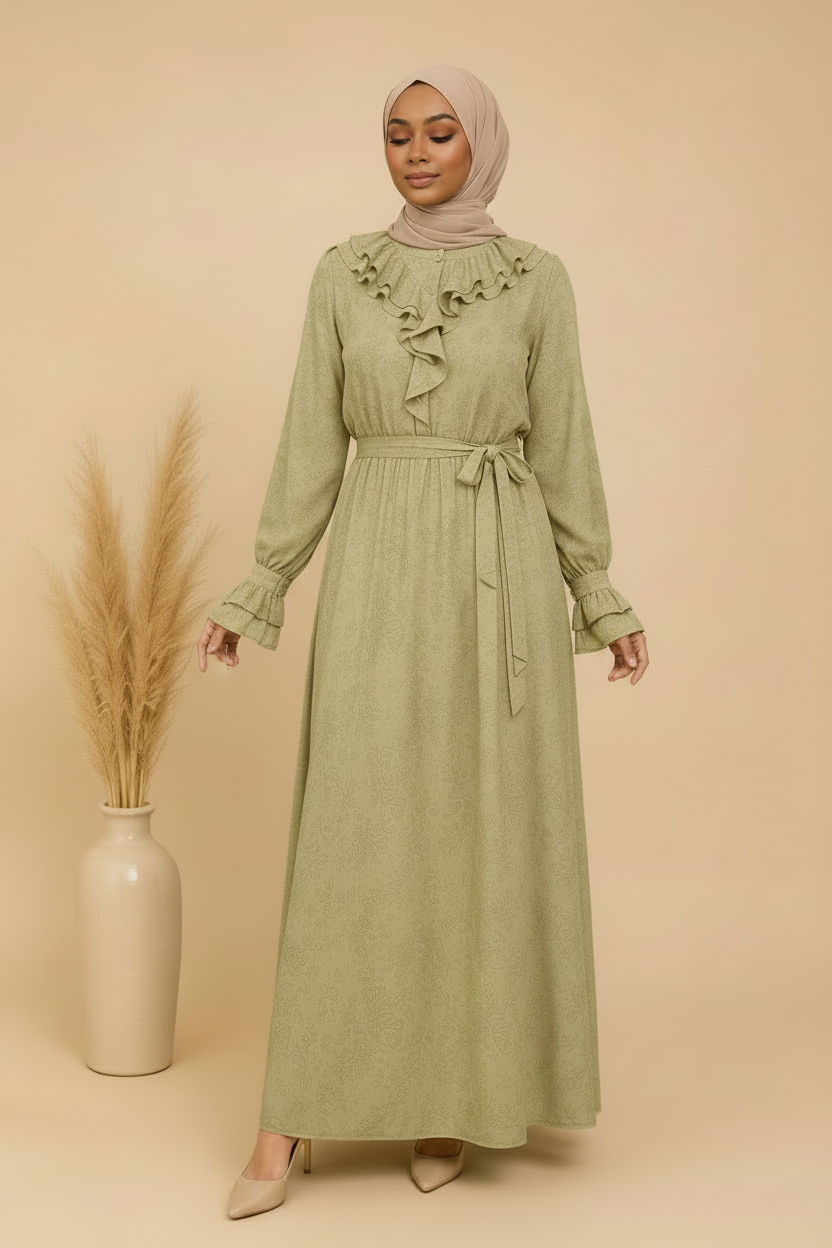 Inaya green ruffled dress