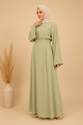 Green Rhinestone Abaya Dress Isra
