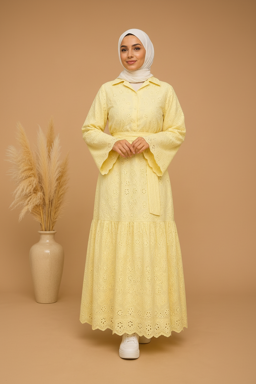 Robe brodée Aya Jaune