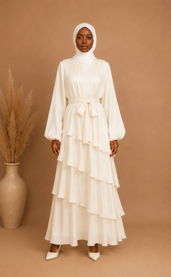 Robe Blanche à volants Zahra