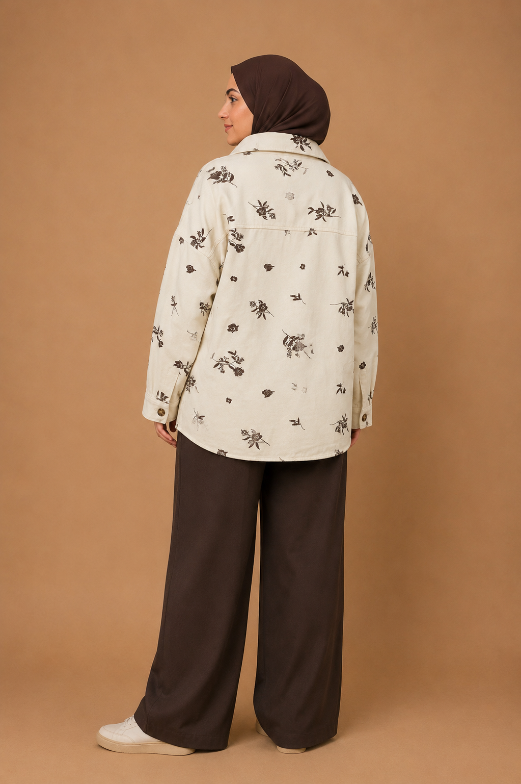 Veste Jean à fleurs Oversize
