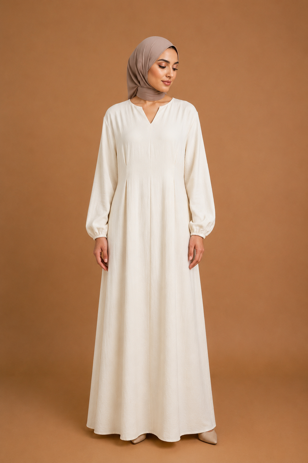 Robe en lin Camelia beige