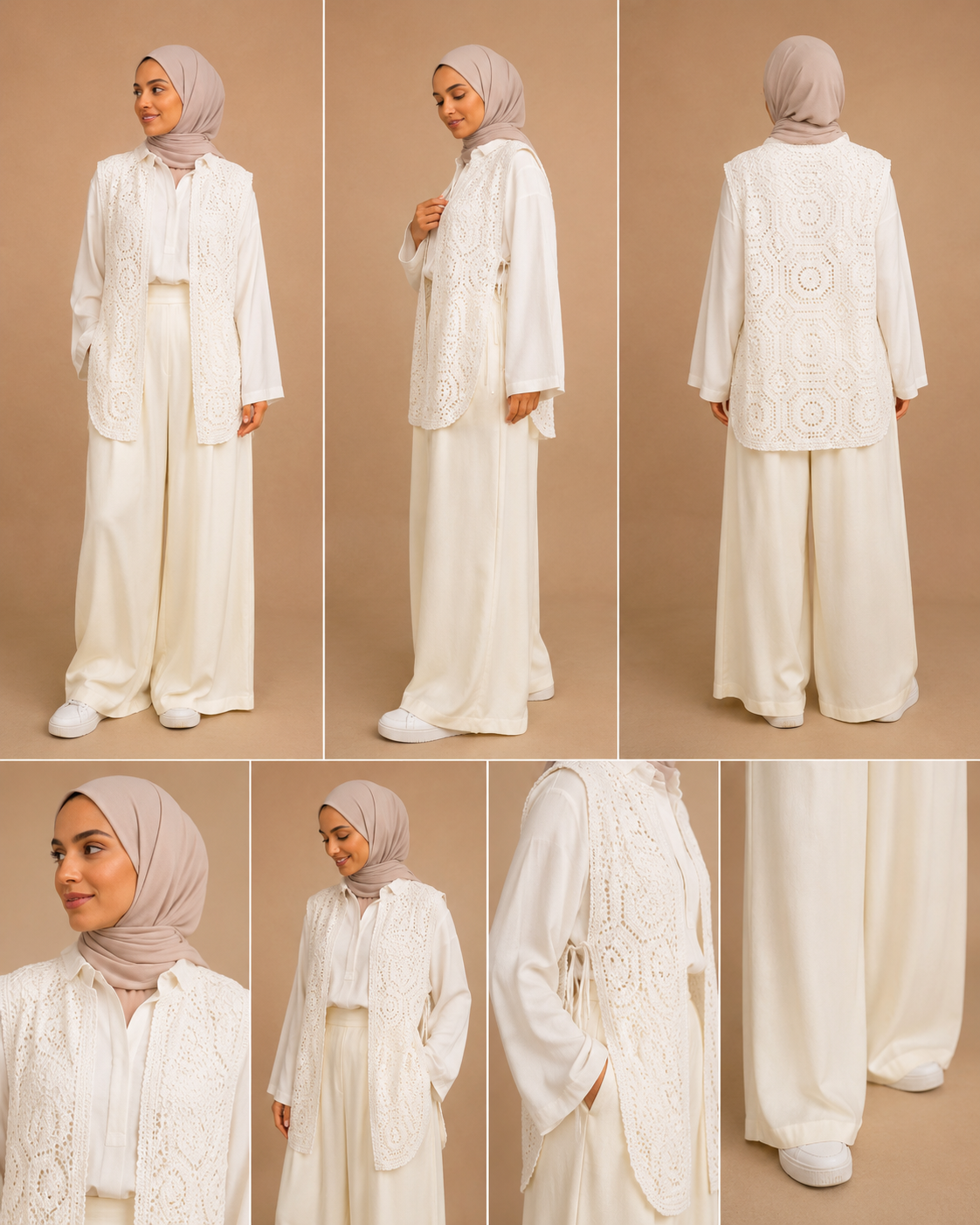 Gilet brodé sans manches Yara blanc