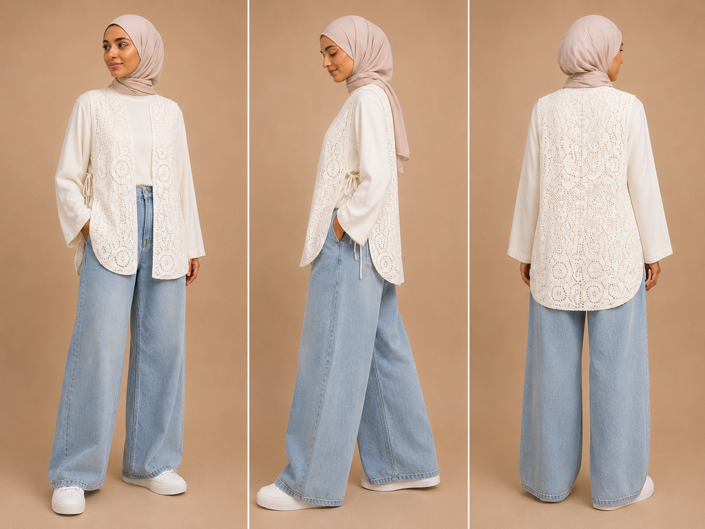 Gilet brodé sans manches Yara blanc