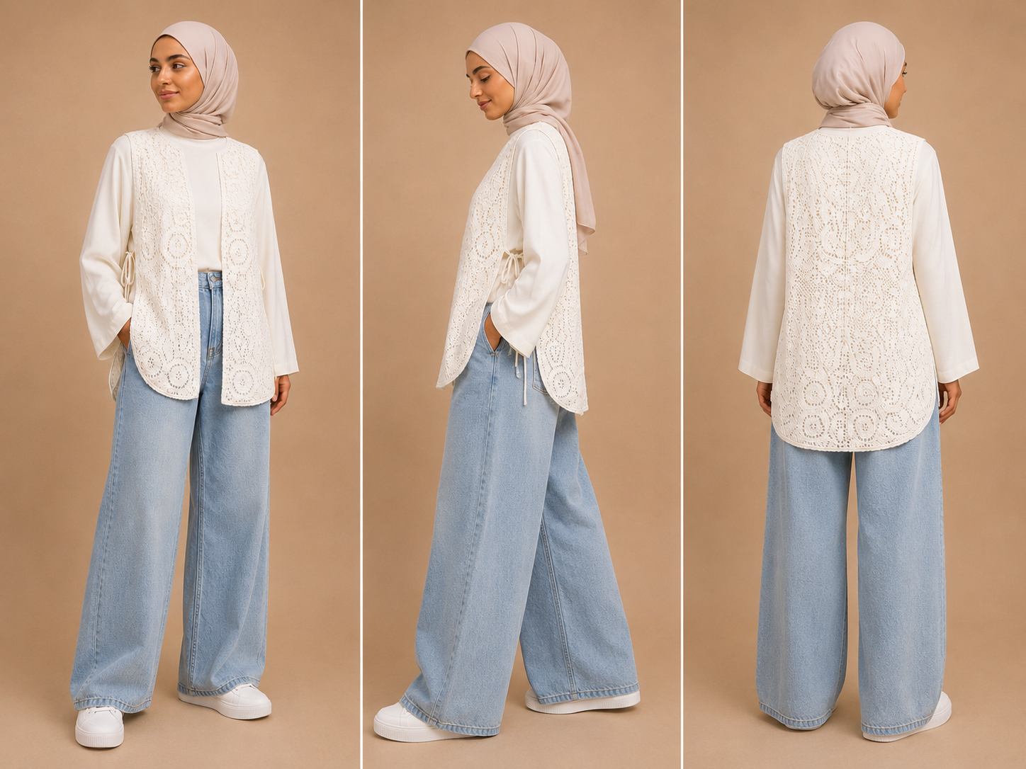 Gilet brodé sans manches Yara blanc