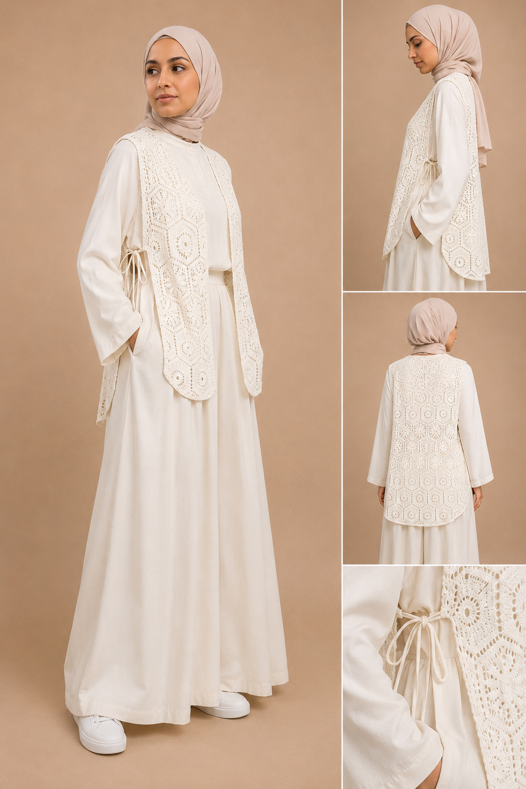 Gilet brodé sans manches Yara blanc