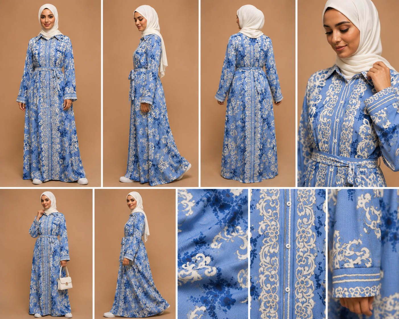 Jasmine Blue and White Long Dress