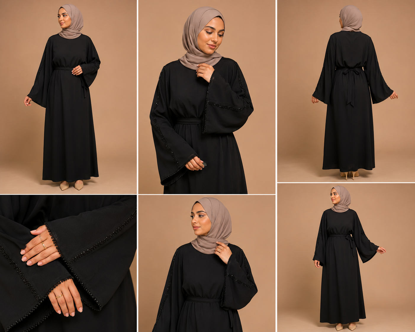 Black Abaya dress with rhinestone Isra