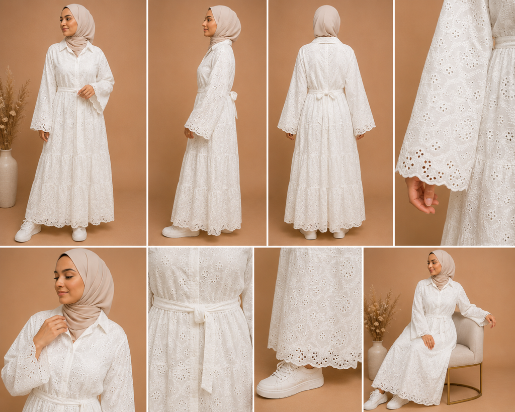 Aya Embroidered White Long Dress