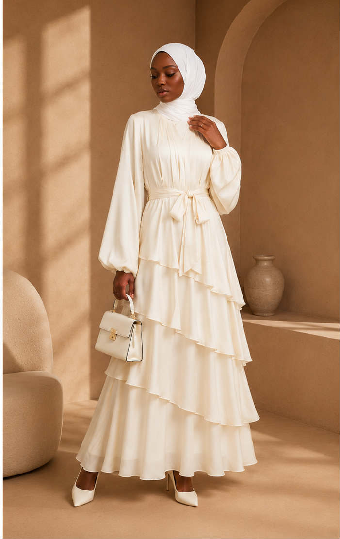 Robe Blanche à volants Zahra