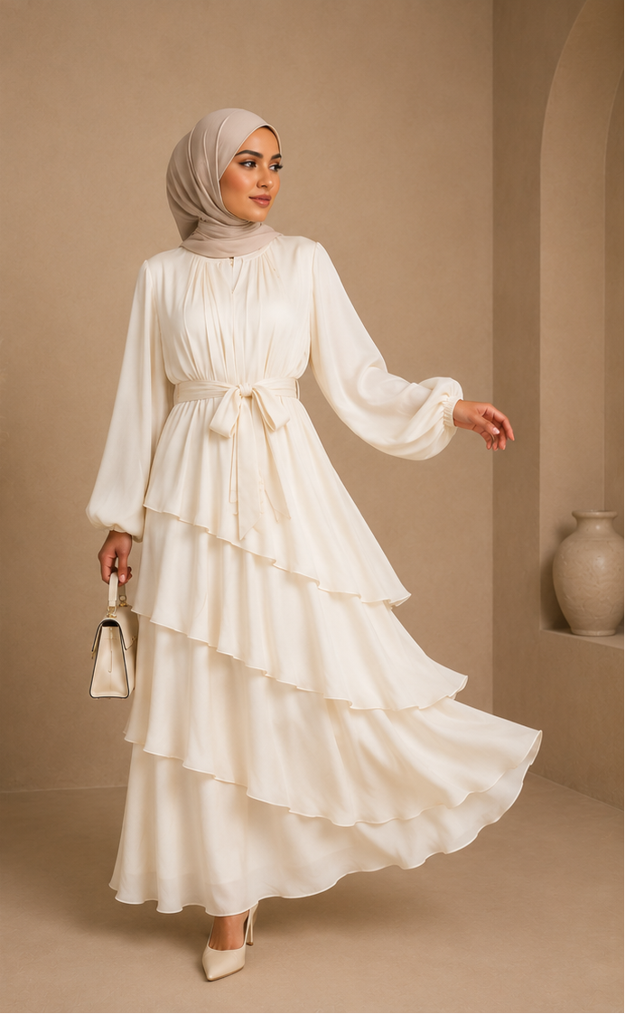 Robe Blanche à volants Zahra