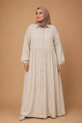 Robe en lin et coton beige grande taille