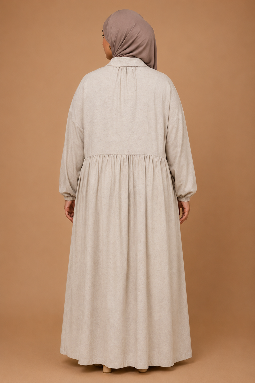 Robe en lin et coton beige grande taille