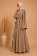 Robe Abaya taupe strass Isra