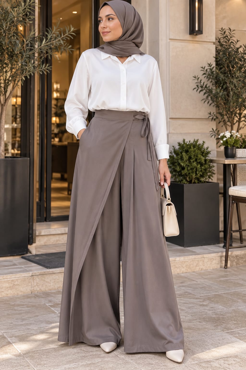 Pantalon palazzo portefeuille