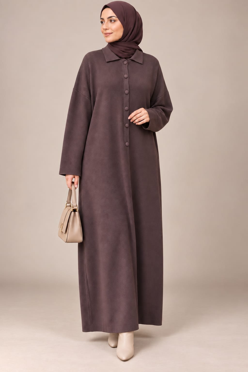 Robe pull longue marron