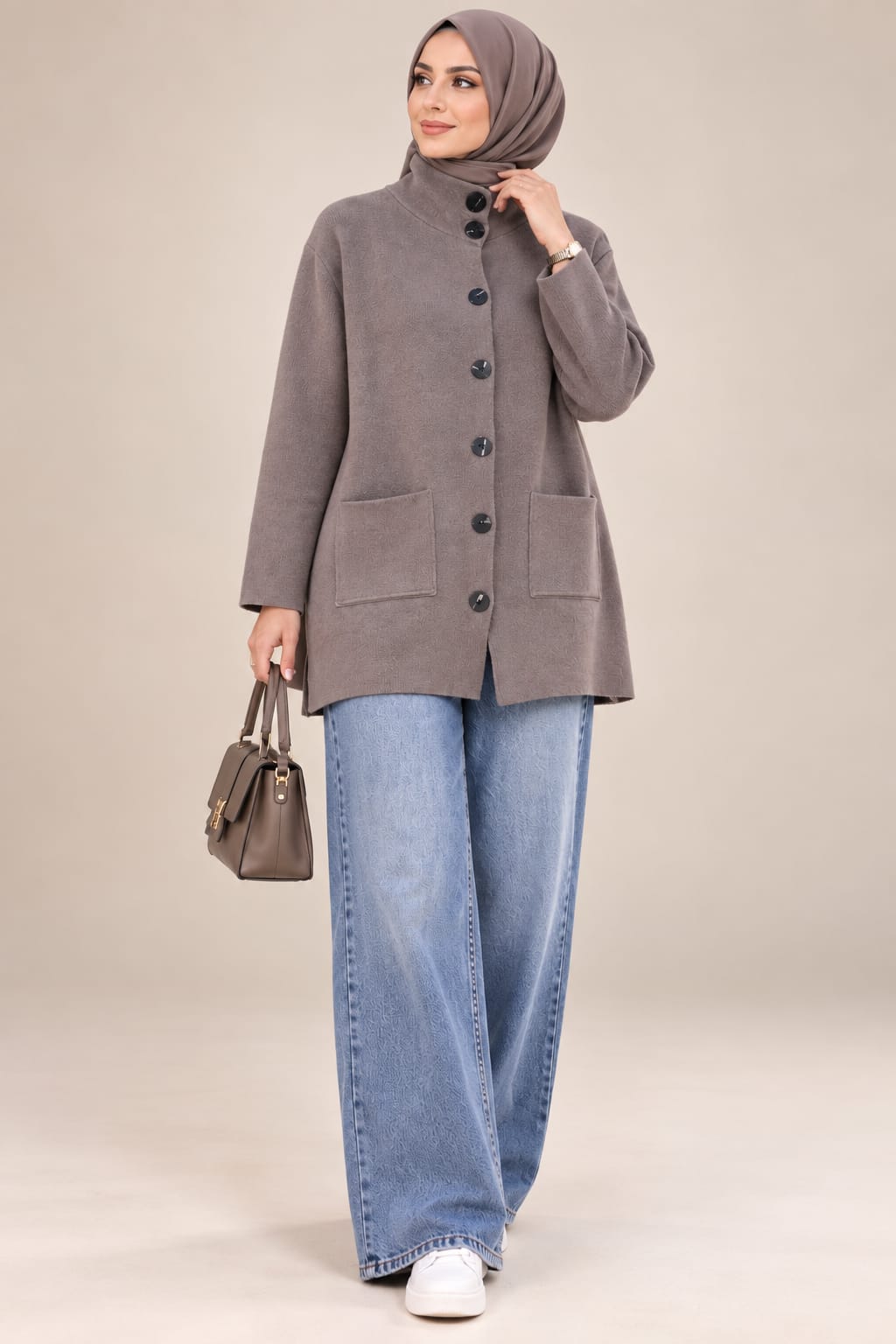 Pull long boutonné